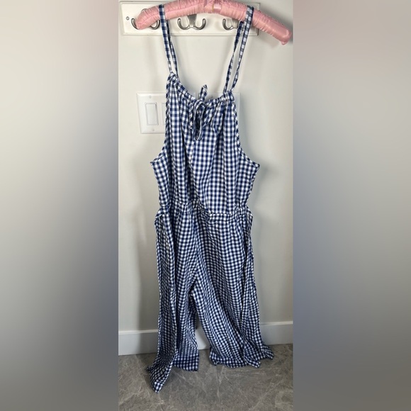 Égs by Élogues Blue Gingham Halter Cropped Jumpsuit Women's Size 1X - Picture 8 of 8